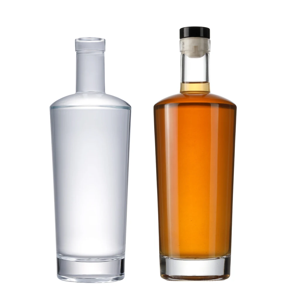 Wholesale Custom Clear Empty Frosted Glass Alcohol Vodka Bottle 750 Ml Liquor Bottles Brandy