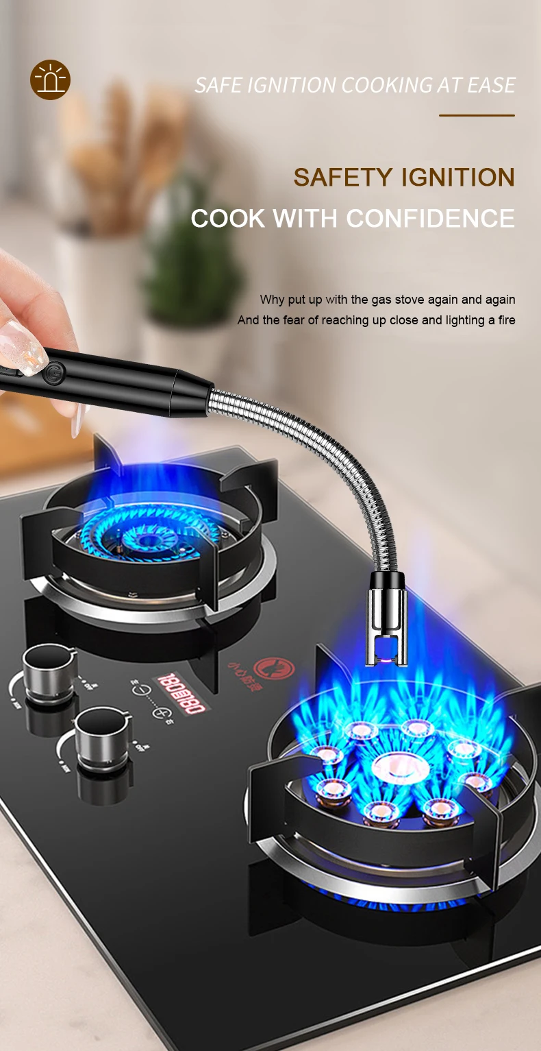 JL869 Multifunctional Electric Rechargeable Arc Candle Lighter with LED Battery Display and Long Flexible Neck