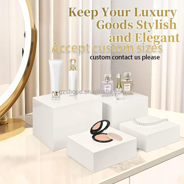 SHP Factory Custom Acrylic Display Cube Sets Wedding Party White Acrylic Catering Buffet Risers For Food Display Stand