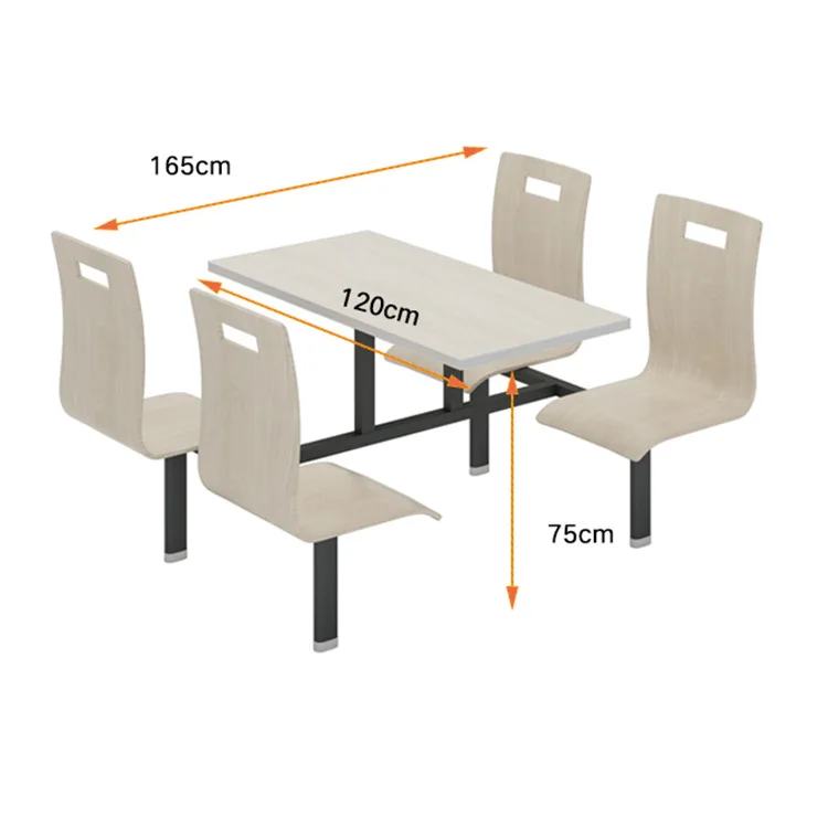 4-Person Modern Canteen Dining Table Chair Set Restaurant Furniture Panel Living Room Hotel Commercial Use