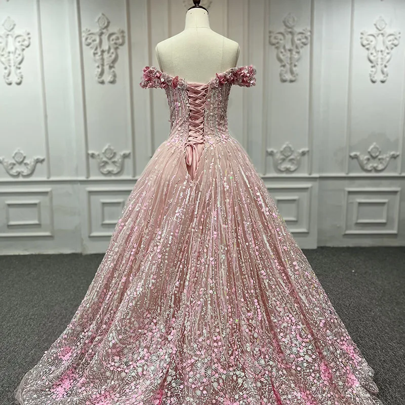Jancember 9851 2025 Pink Sequins Simple Bridal Evening Gowns Dress for Women