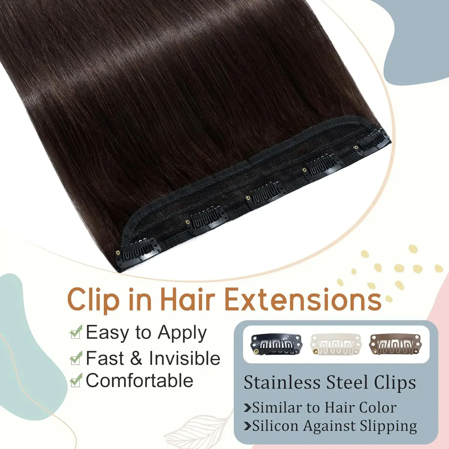 Extensii de păr cu clipsuri drepte, păr uman natural, bătătură completă 3/4, păr mai gros, cu 5 clipsuri, calitate înaltă, pentru femei_voghion.com