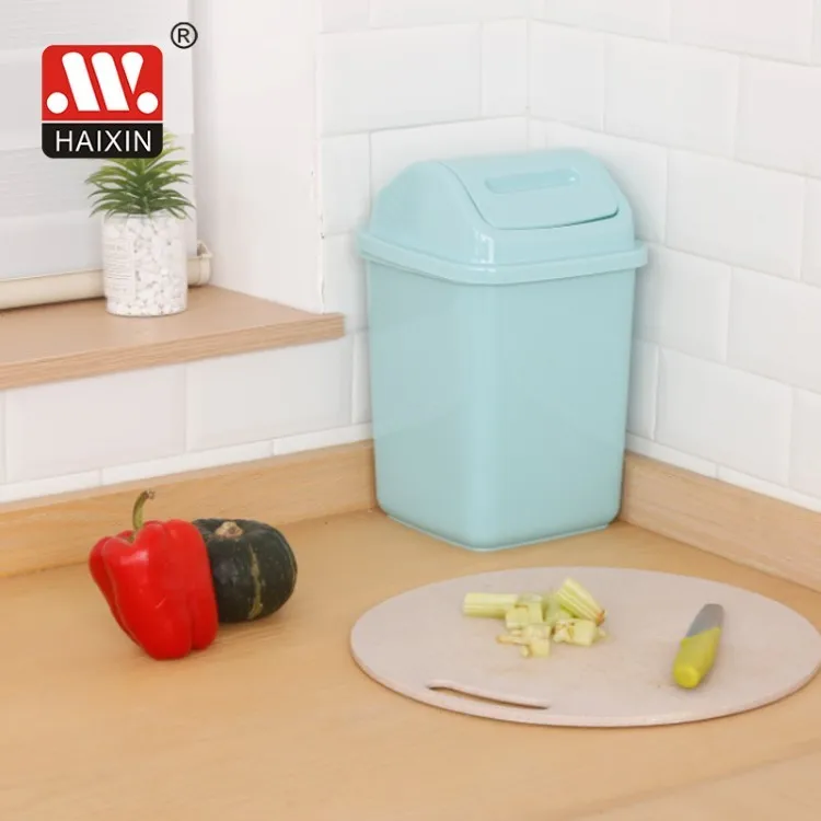 Haixin Factory Directly Plastic Garbage Bin Kitchen Garbage Bin Waste Trash Can Withl Lid Indoor and Out Door