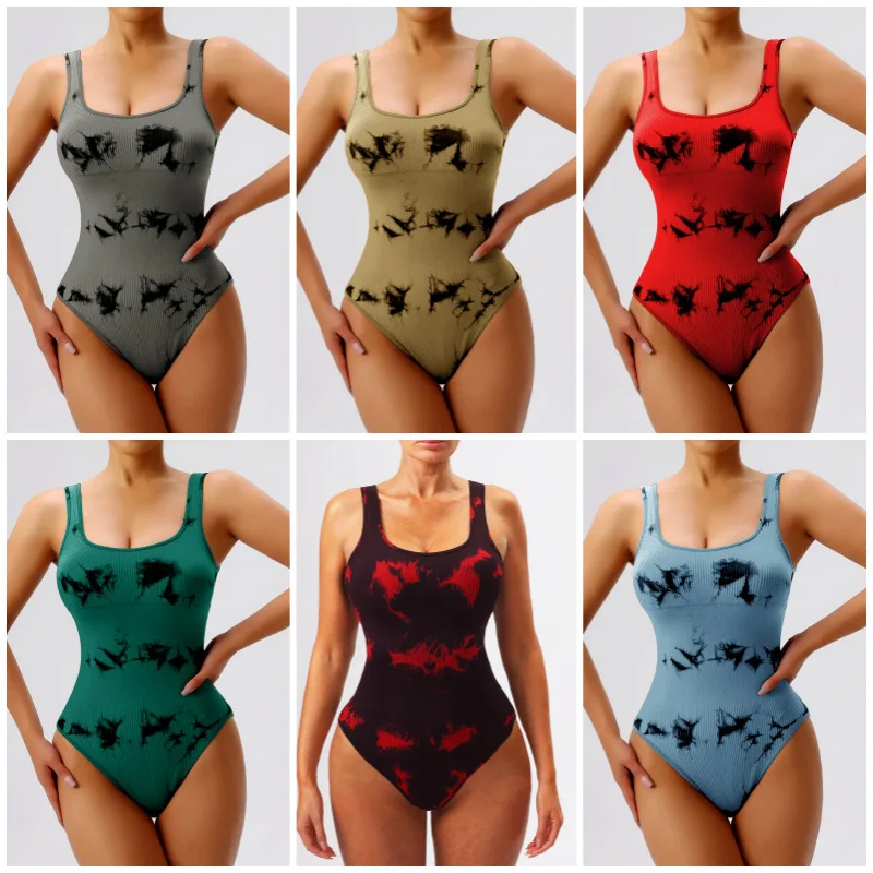 Tie-Dye Seamless Yoga Jumpsuits Quick-Drying Tight-Fitting Training Bodysuits Sports Bod preview