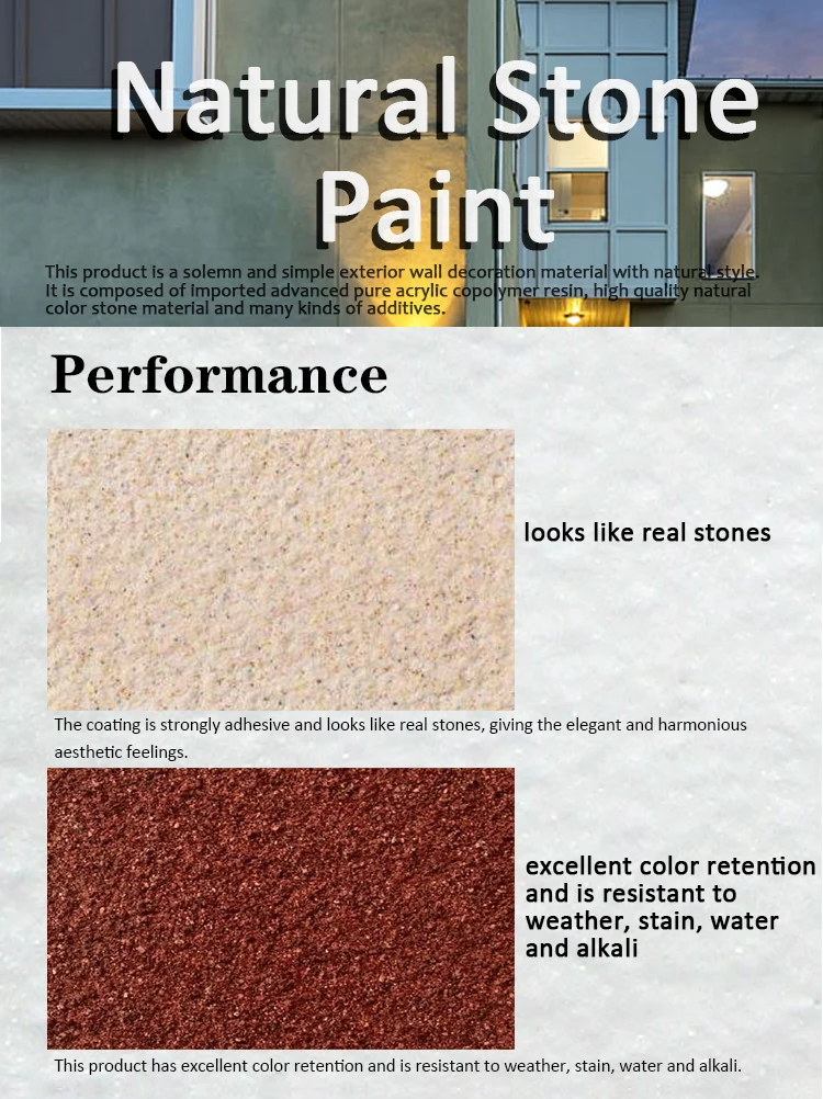 YMS Natural Stone Textured Paint High Adhesion Exterior Coating