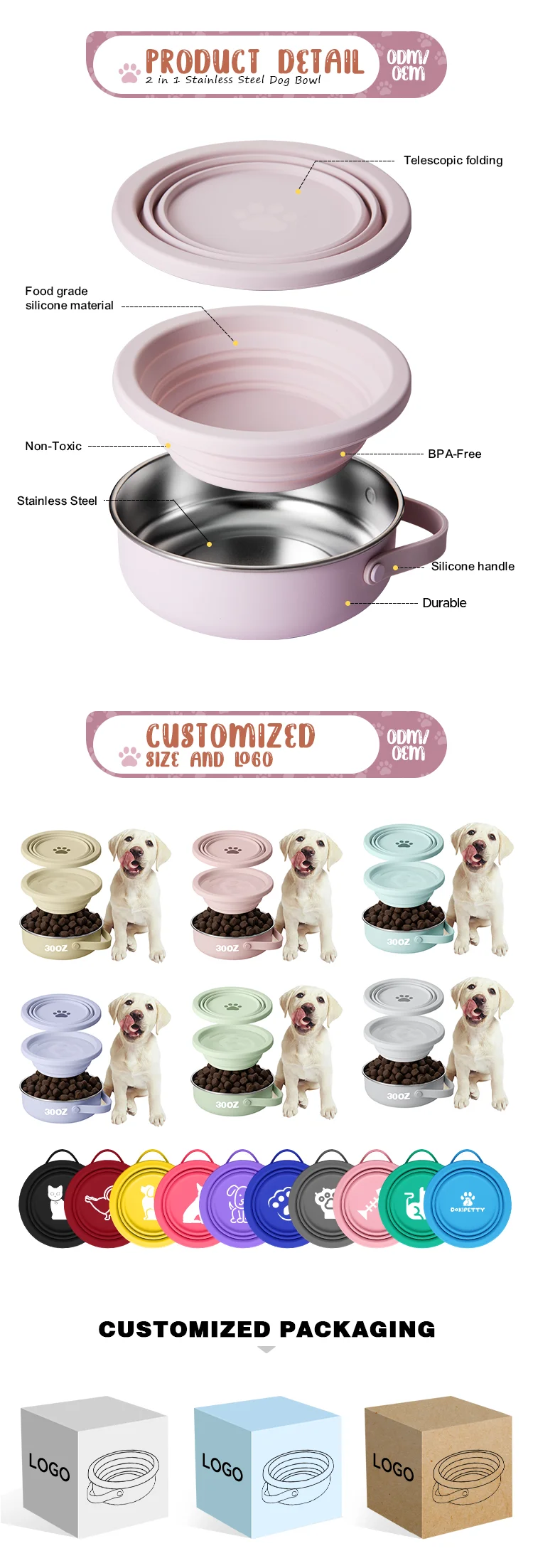 2024 Новое поступление миска для кормления домашних животных из нержавеющей стали на 30 унций прочная нескользящая с резиновым дном