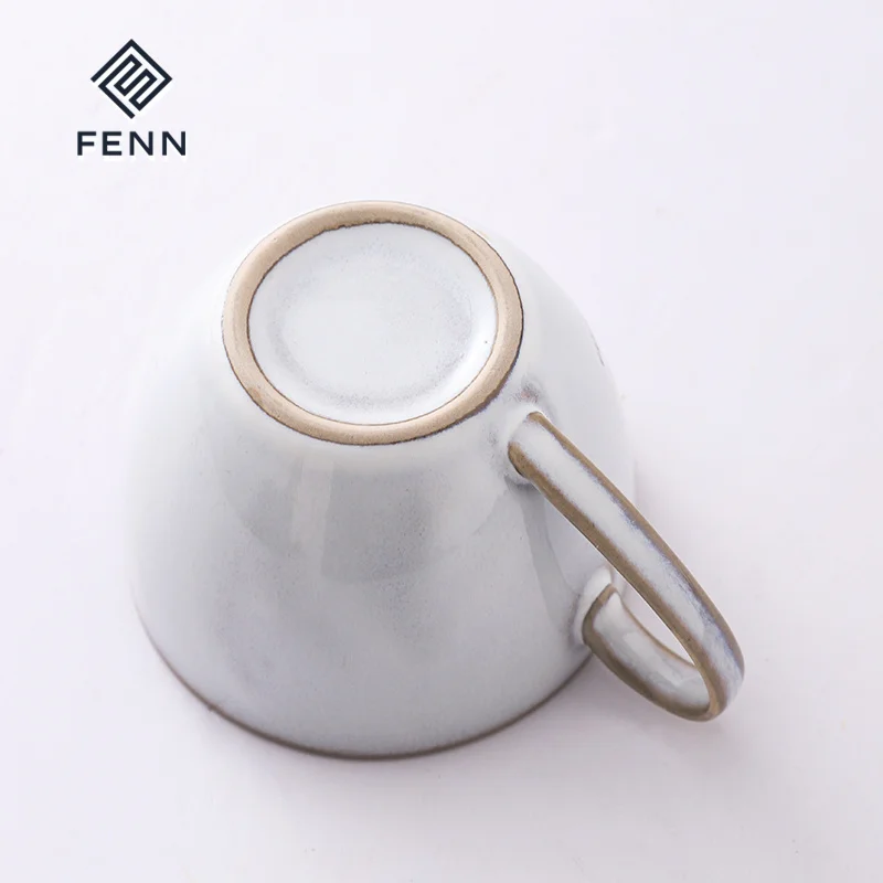 FENN European vintage style embossed rose porcelain reactive glaze chunky stoneware coffee mug retro ceramic tea cup coffee mugs