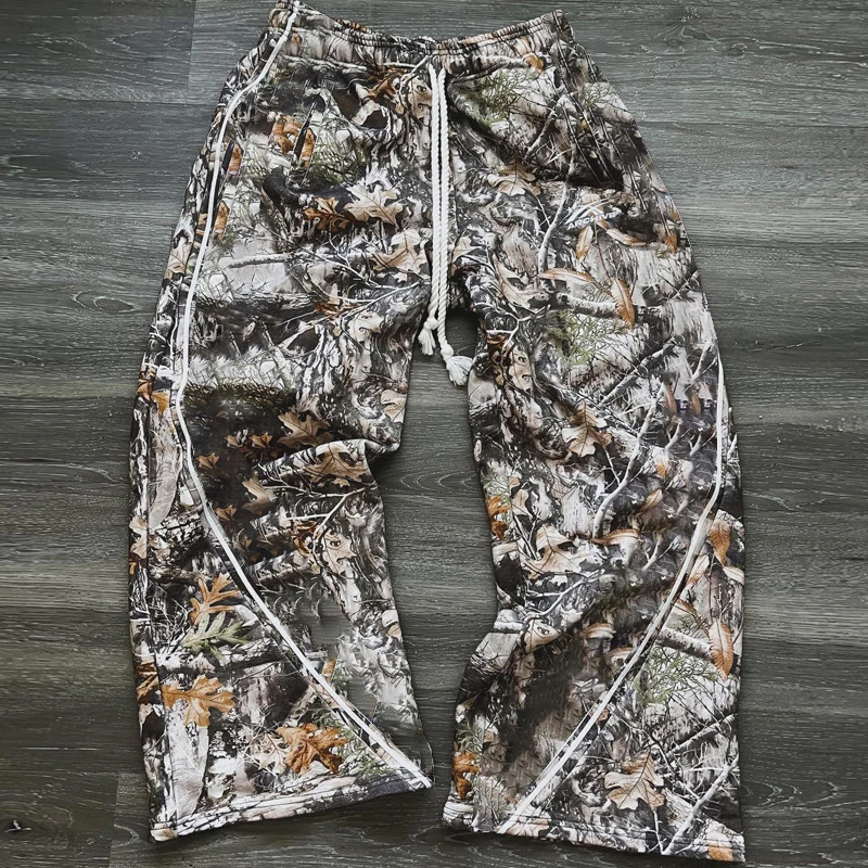 Streetwear Real Tree Camo Pants for Men - 100% Cotton Wide Leg
