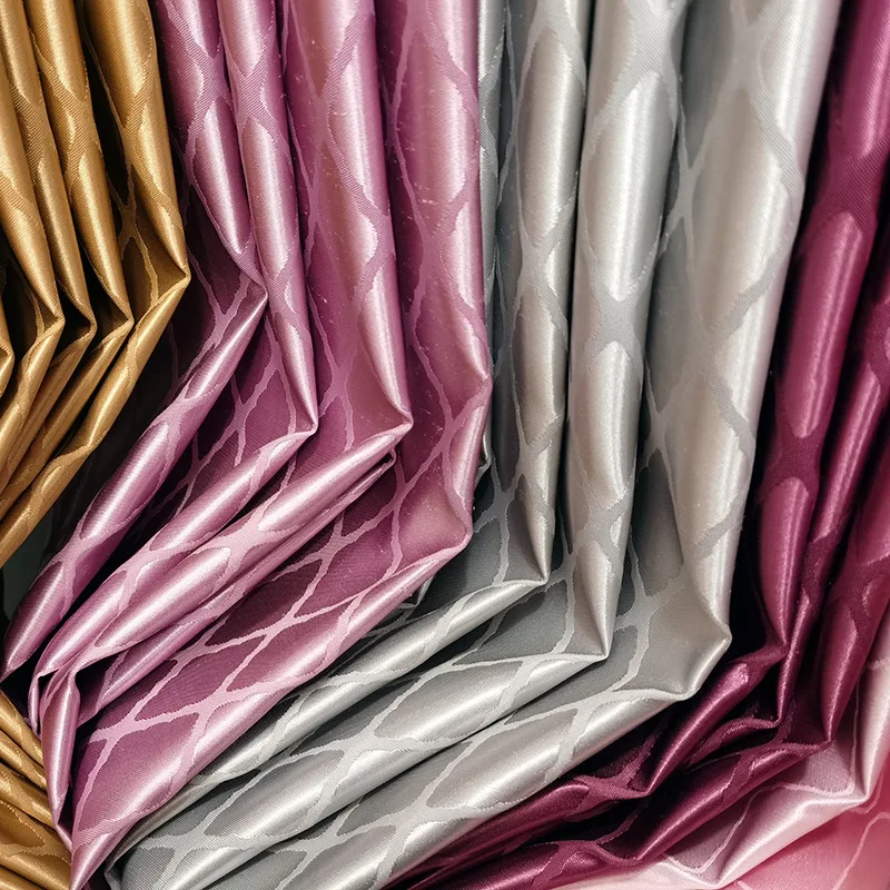 European Semiblackout Geometric Jacquard Curtain Fabric,Multicolor