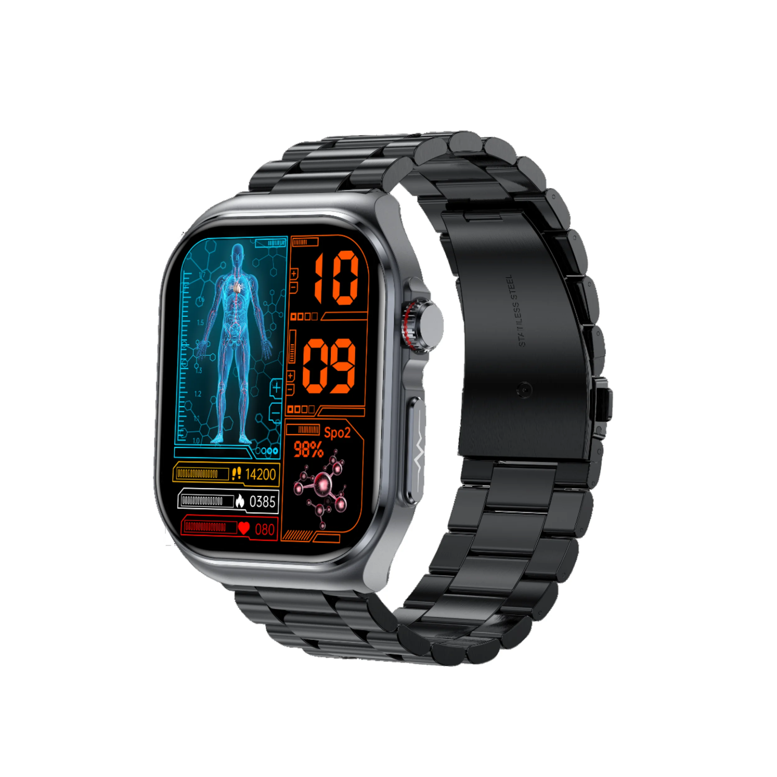 Men/Women Smartwatch 2.04\" AMOLED Screen for Bluetooth Call IP68 Waterproof Temperature Sports Health Monitor Android