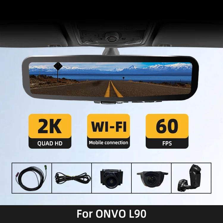 WEMAER OEM Grade LVDS GPS AI Carplay Streaming Rearview Mirror for ONVO L90 Front and Rear Cameras Full Touch Screen