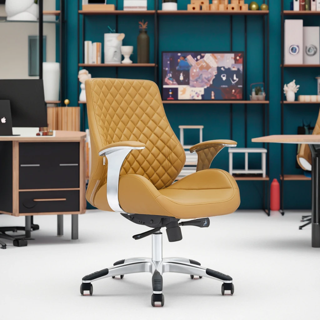 Professional Mid Back Office Chair Height Adjustable Gas Lift Four Stage Lock System 3