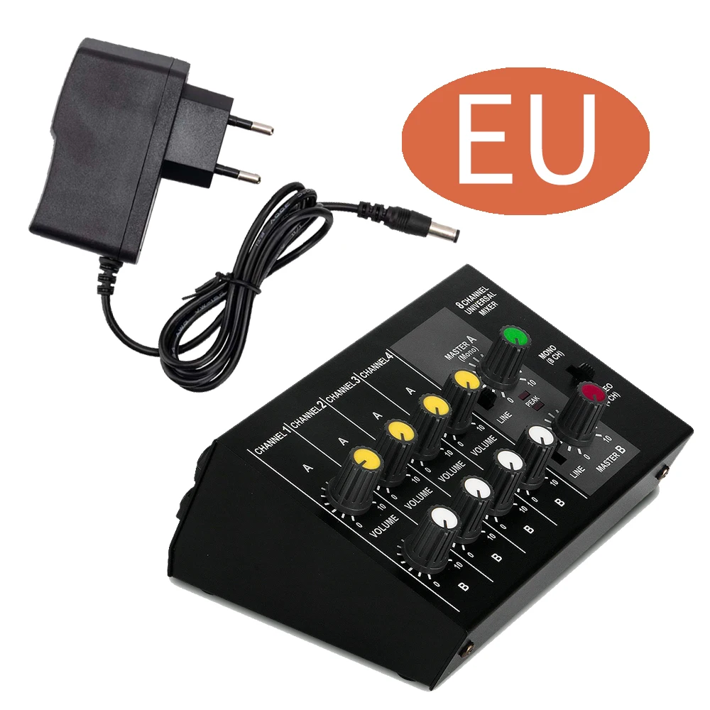 Summina Mixer Audio 8 Canali - Compatto, A Basso Rumore, In Metallo, Per Home Studio, Karaoke, Piccoli Eventi