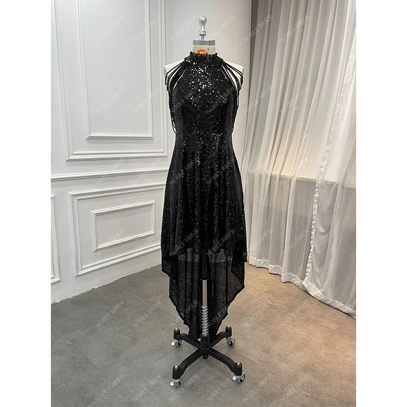 Wholesale Ready to Ship Beaded Chains Sequin Evening Prom Party Gown Women Elegant Halter Black Real Wedding Guest Dresses Long Wholesale Ready to Ship Beaded Chains Sequin Evening Prom Party Gown Women Elegant Halter Black Real Wedding Guest Dresses Long