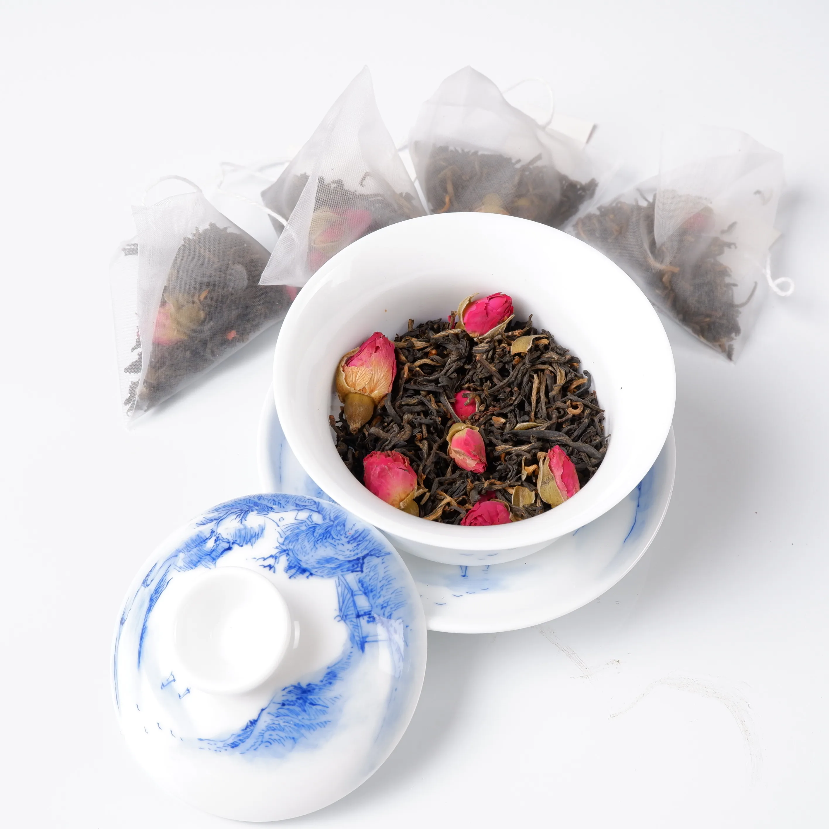 Popular High Quality  Rose Puer flower tea (3 G/ Pyramid Tea Bag)