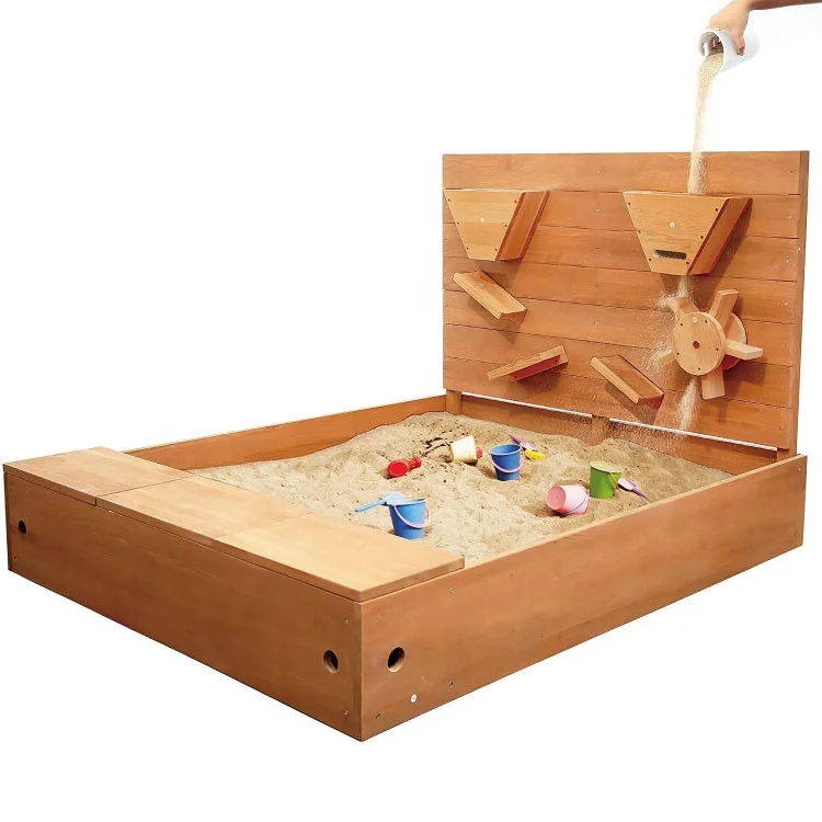 Outdoor Play Bench Garden Playground Children Sandpit Sandbox Wooden Wood 2Kids 1 Sandbox