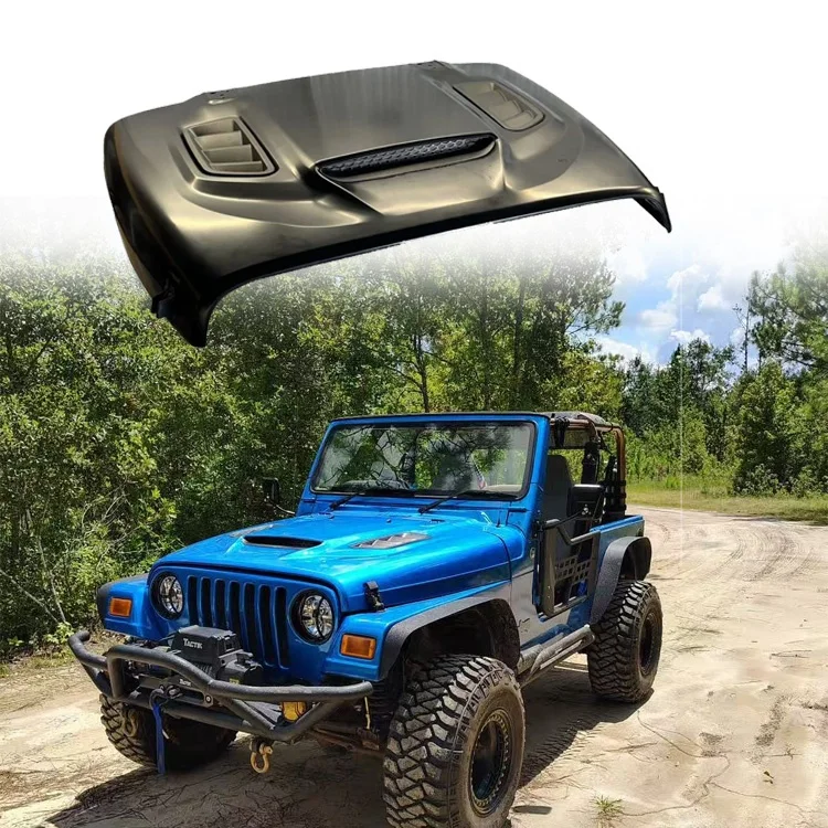 Steel Modifiedbonnet Hood Replacement With Vents Hood Assembly Engine Hood For Jeep Wrangler TJ