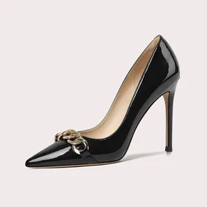 Lilywei Hot Sales Leather New Style Women Shoes High Heels Pointed Toe Fashionable Black High Heels Pointed Toe