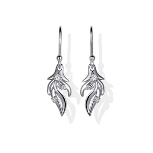 Original Trendy Leaf Shaped Drop Earrings 9k White Gold with Hollow Design Fashion Diamond Jewelry for Wedding or Gift