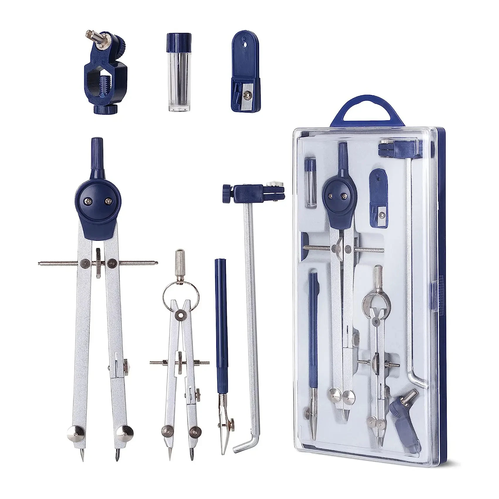 Набор прецизионных геометрических фигм для профессионального металлического компаса с Небьющимся ящиком для хранения