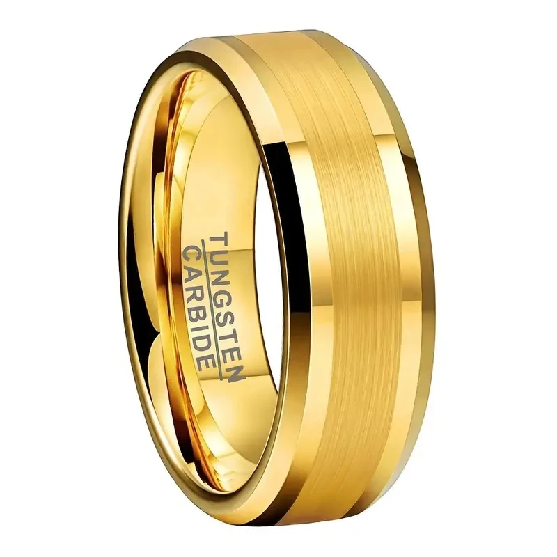 8mm Gold Plated Tungsten Carbide Ring Fashion Engagement