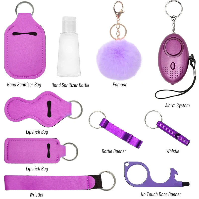 Wholesale 10pcs Set Self Defense Keychain Set Bulk Accessories Self Defense Keychain Set For