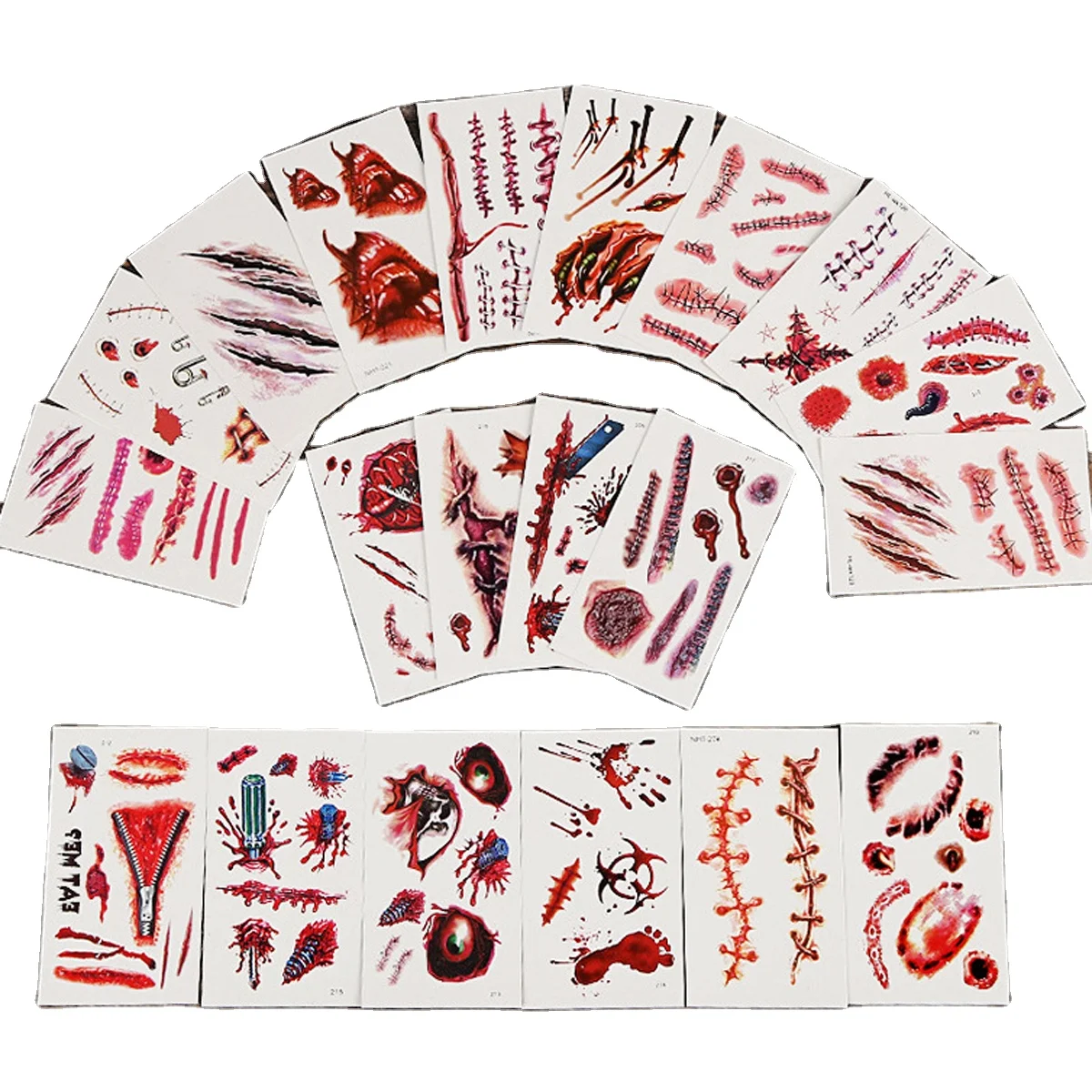 30pcs Horror Realistic Fake Bloody Wound Stitch Scar Scab Waterproof