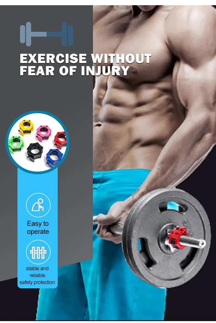 Best Quality 50mm Pink Barbell Clips Custom Weightlifting Barbell Clamp