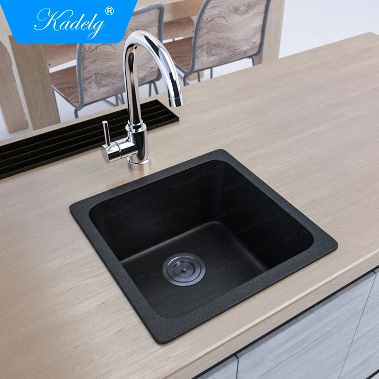 Under Mount Single Bowl Top Black Granite Quartz Stone Kitchen/Laundry Sink