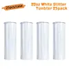 Bicchiere bianco glitterato da 20oz