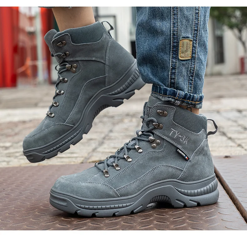 high ankle steel toe boots