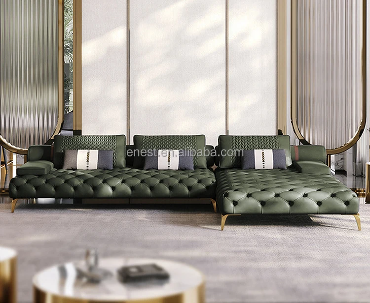Americanstyle Hotel Reception Leather Button Tufted Couch 5 Star Hotel Lobby Sofa Combination