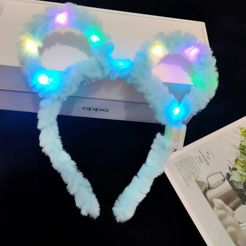 New Cute Children Girl Glowing Plush Hairband Wholesale Cat Ear Led