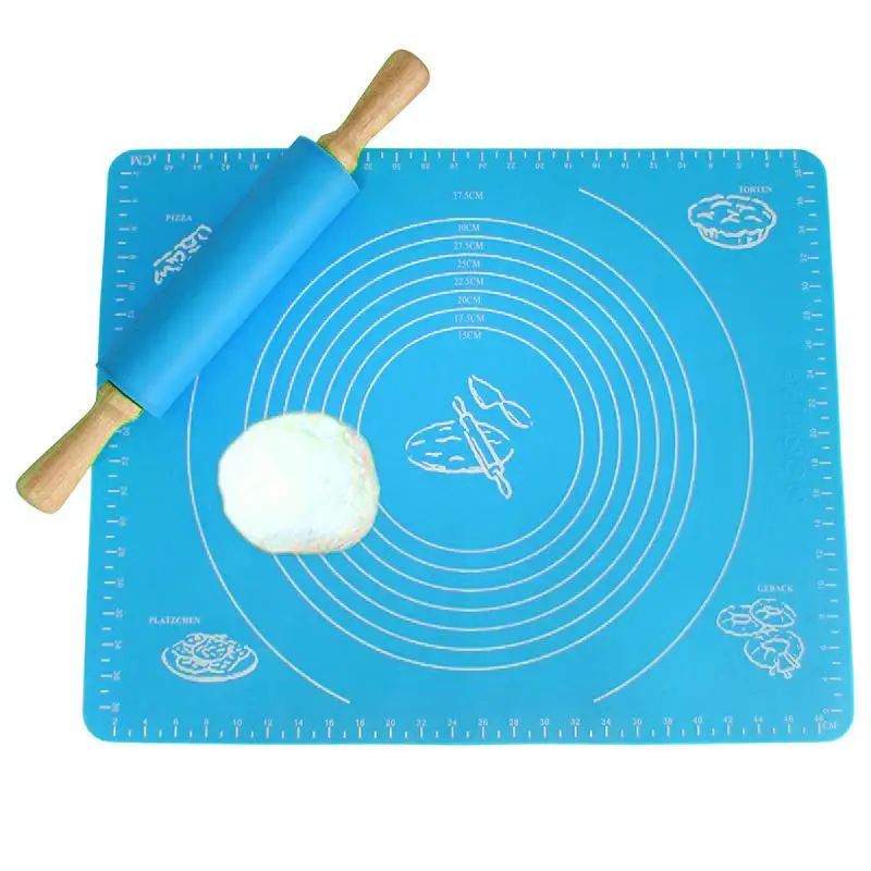 Pizza Silicone Rubber Pastry Mat for Cookies Cakes,Non-Stick Rolling Baking mat with Measurements,Silicone Mat Roll Dough Liner Pad Pastry Cake Paste Flour Table Baking Sheet Pasta 