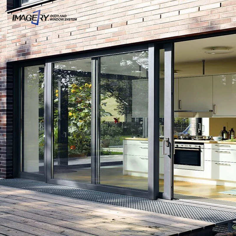 Remote Control for Commercial and Residential Use Smart Aluminum Frame Automatic Electric Sliding Glass Door