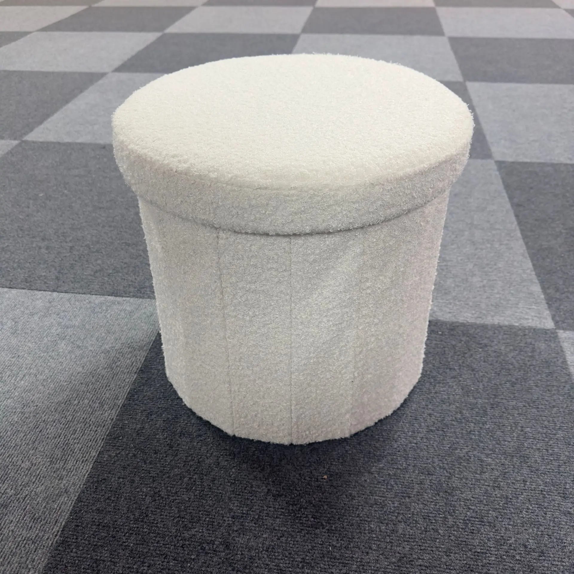 Factory Wholesale Custom Round Multifunctional Foldable Footstool/Ottoman Best-Selling Velvet Seat with Velvet Storage