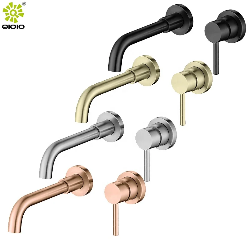 One handle Gold black rose gold 304 stainless steel brushed water tap hidden wall mounted concealed 