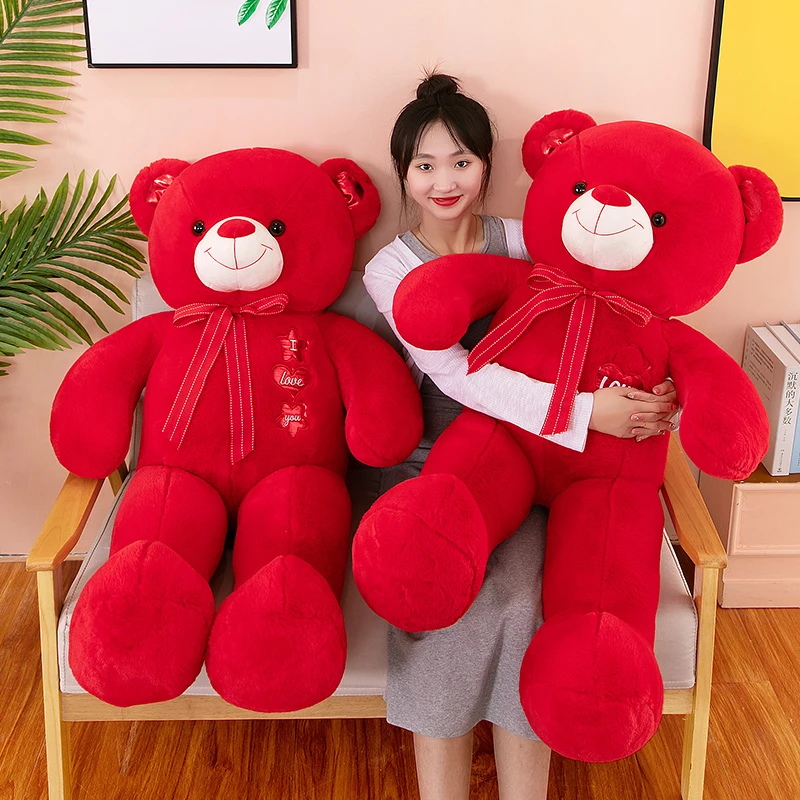 Red Bow Tie Big Teddy Bear Christmas Plush Toys Girls' Birthday Plush  Animal Soft Toy Skin Plush Custom for Valentine's Day