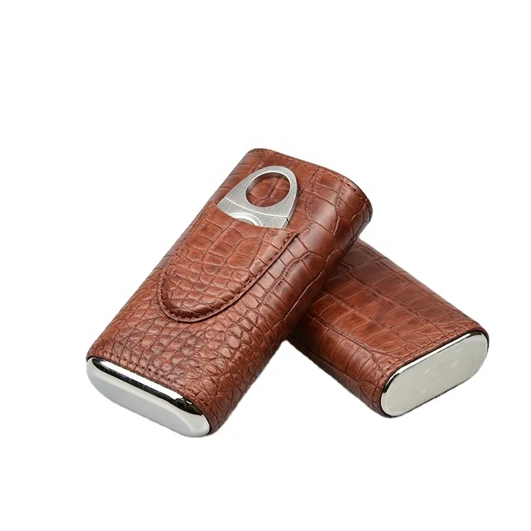 PU display box carbon fiber crocodile holder travel leather cigar case