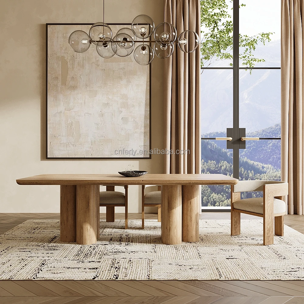 Nuovo arrivo mobili di lusso tavoli da pranzo rettangolare tavolo da pranzo  Set moderno in legno massello di quercia tavolo da pranzo e sedie Set per  - Main Image