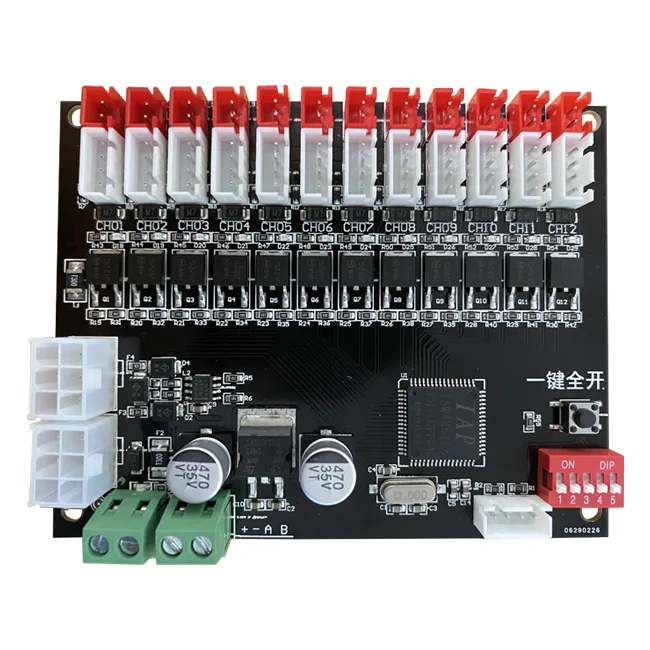 12-Channel Smart Locker Electric Control Board with LED Light Lock Control System for Vending Machines Consumer Electronics
