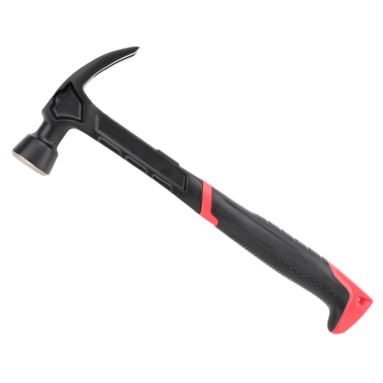 Высококачественный молоток с волоконным покрытием, резиновая ручка, углеродная, черная, желтая, индивидуальный стальной гвоздь, пластиковый цвет, тип материала