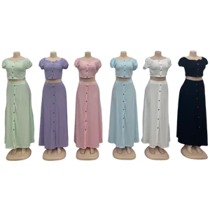 Wholesale New Summer 2-piece Knit Top and High Waist Skirt French Women's Casual Suit
