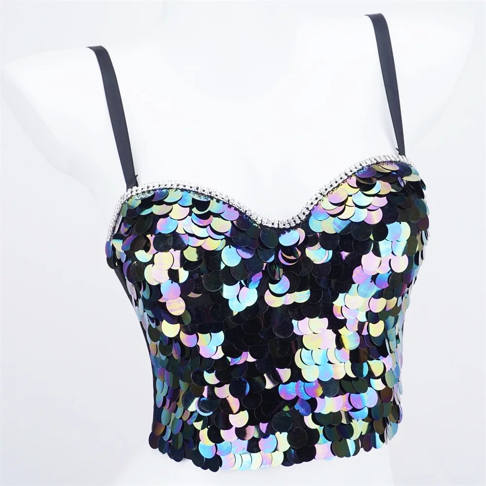 3D Embroidered Rhinestone and Sequined Corset for Adults