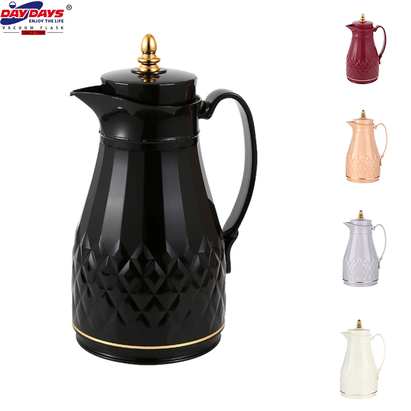 Sunlife Vacuum Flask 1000ml Arabian Coffee Pot White Glass Liner Thermo