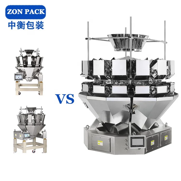 Fully Automatic Salad Weighing Machine 10 14 Mini Multihead Weigher Packing Machine for Nuts Chips