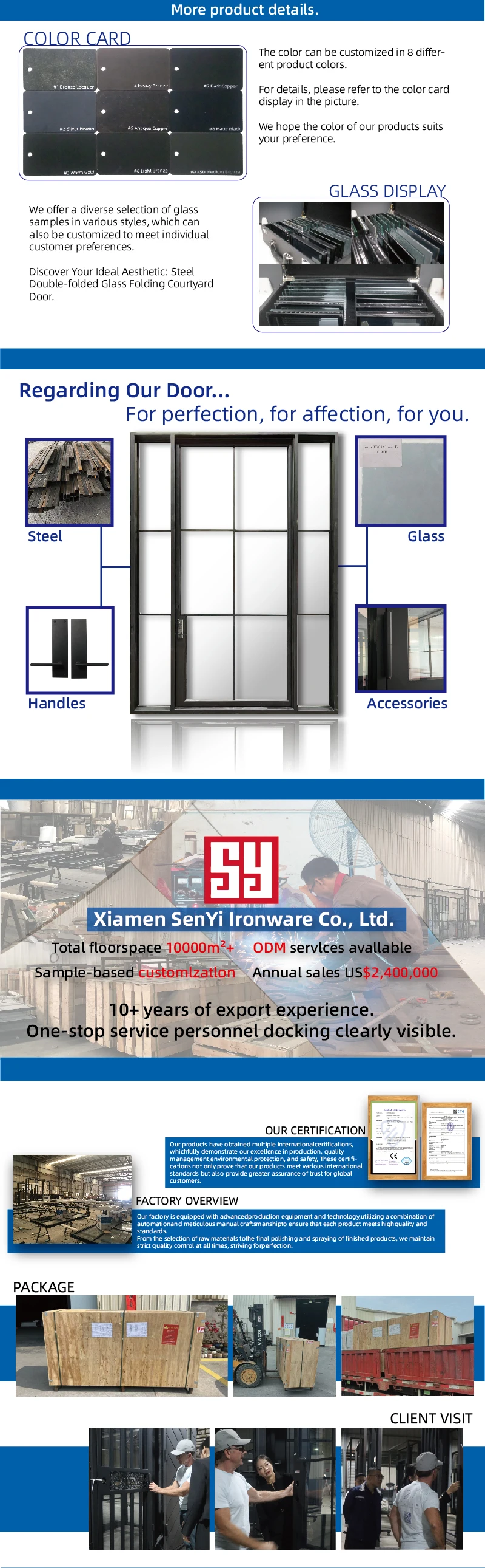 Modern Wrought Iron Front Entry Doors for Residence Interior Screen Door with Steel Material Finished and Painted Surface factory