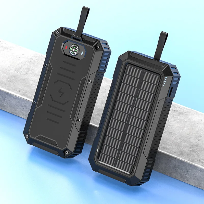 2026 Hot Sale New Product SP0030 Waterproof Solar Power Bank 30000mAh with LED Light and Compass Outdoor Power Bank