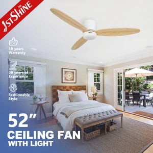 1stshine Ceiling Fan Home 52 Inches Solid Wooden Blades LED Lighting Ceiling Fan with Remote