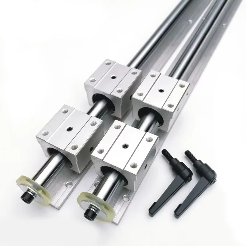 Evergrande Linear Guide Rail SBR16 Aluminum Bearing Cylindrical Base Support Light Shaft Slider 12 Slide Table Full Set